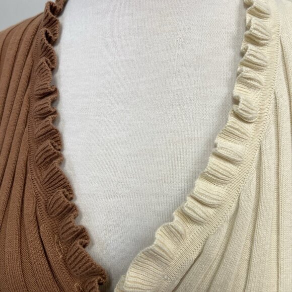 Two-Tone Ribbed Cardigan Sweater - Picture 7 of 8